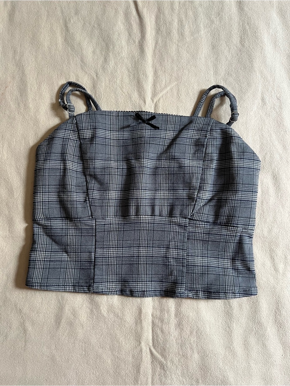 wild fable Grey Plaid Square-Neck Crop Camisole